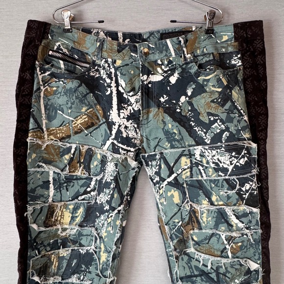 Rockstar Original RSM205 Men's 42x35 Giovanni Flare Denim Camo Distressed Jeans - Picture 3 of 8